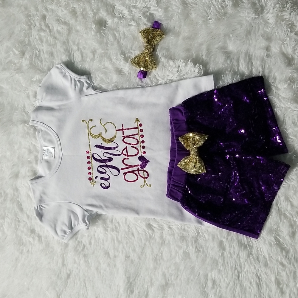 Eight and Great Birthday Outfit with Headband